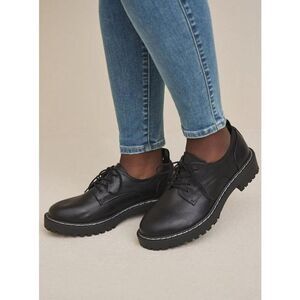 New Torrid Black Oxford Lace-up Sz 7 Extra Wide Vegan‎ Leather